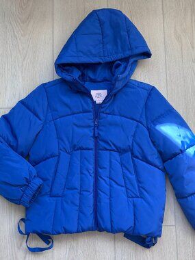Paris Hilton Puffer Coat Women Cobalt Blue Size M